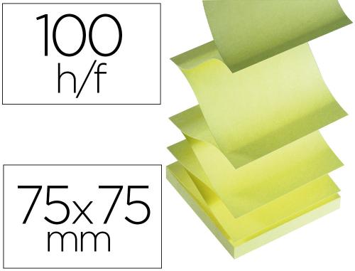 Papeterie Scolaire : Bloc-notes apli adhésif zig-zag 75x75mm 100f repositionnables coloris jaune