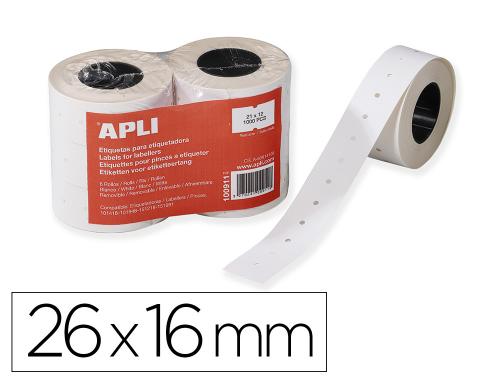 Papeterie Scolaire : Étiquette adhésive apli agipa pour pince enlevable format 26x16mm coloris blanc carton de 6 rouleaux de 1000
