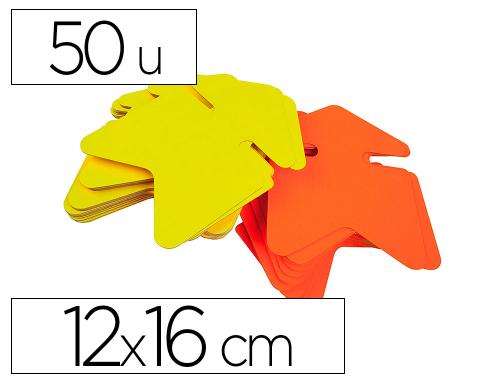 Papeterie Scolaire : Étiquette affichage apli agipa flèche non effaçable 12x16cm carton fluo jaune/orange 780g/m² paquet de 50