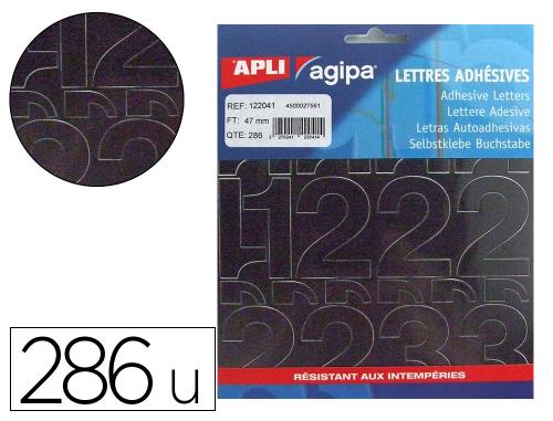 Papeterie Scolaire : Chiffre et symbole apli agipa adhésif permanent 47mm coloris noir pochette 286 unités