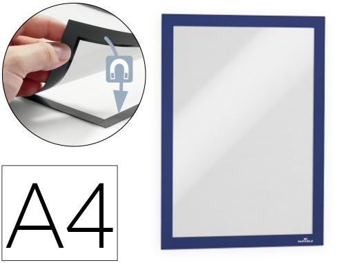 Papeterie Scolaire : Cadre affichage durable dos adhésif contour magnétique format a4 repositionnable coloris bleu pochette de 5