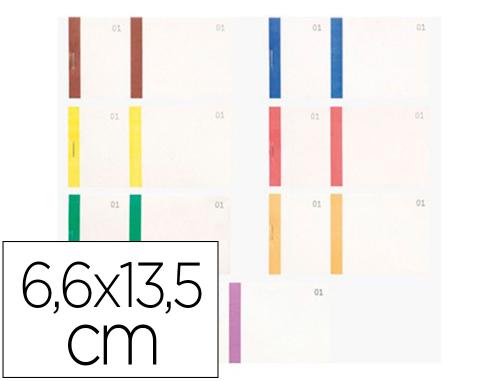 Papeterie Scolaire : Bloc vendeur exacompta souche 100 feuillets détachables double numérotage 1/100 6,6x13,5cm bande couleur 7 coloris