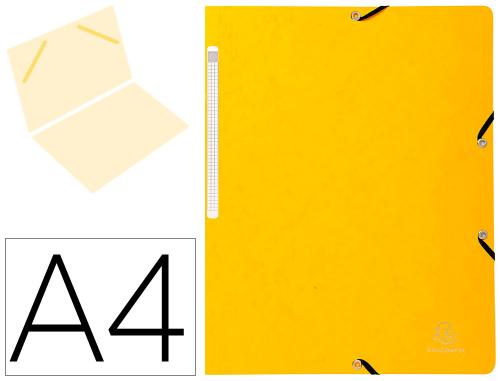Chemise exacompta sans rabat carte lustrée 4,5/10e a4 24x32cm étiquette dos élastique coloris jaune