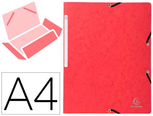 Chemise exacompta sans rabat carte lustrée 4,5/10e format a4 élastique étiquette dos coloris rouge