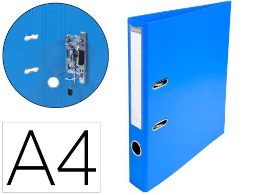 Classeur levier exacompta carton recouvert pvc a4 32x29cm dos 5cm étiquette porte-étiquette coloris bleu