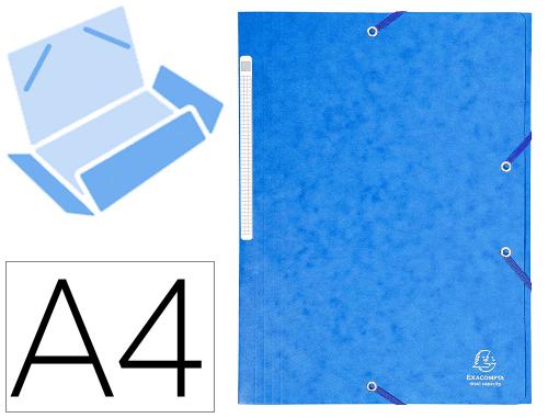 Chemise 3 rabats exacompta maxi capacity carte lustrée 5/10e format a4 24x32cm dos 35mm élastique coloris bleu