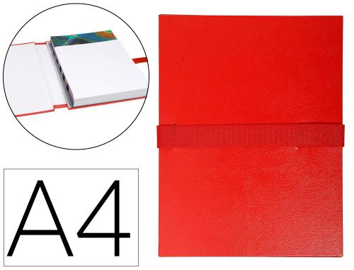 Chemise exacompta rabat en pied balacron format a4 24x32cm dos extensible 13cm sangle scratch coloris rouge
