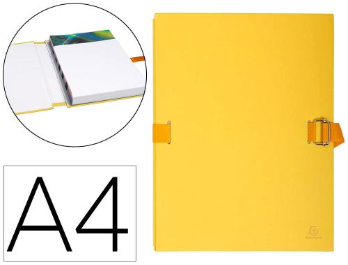 Chemise exacompta rabat en pied carton recouvert a4 23x32cm dos extensible 13cm sangle boucle coloris jaune