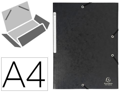Chemise 3 rabats exacompta maxi capacity carte lustrée 5/10e format a4 24x32cm dos 35mm élastique coloris noir