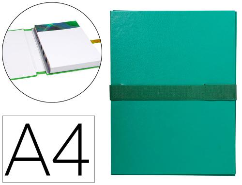 Chemise exacompta rabat en pied balacron format a4 24x32cm dos extensible 13cm sangle scratch coloris vert