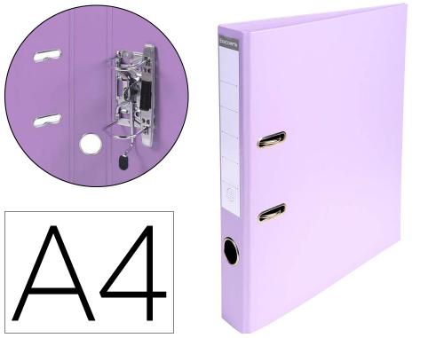 Classeur levier exacompta carton recouvert pvc a4 32x29cm dos 5cm étiquette porte-étiquette coloris lilas