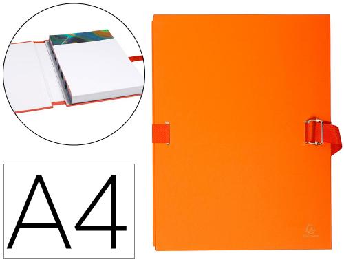 Fourniture de bureau : Chemise exacompta rabat en pied carton recouvert a4 23x32cm dos extensible 13cm sangle boucle coloris orange