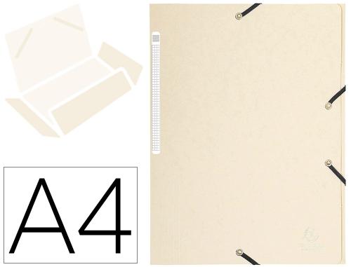 Chemise 3 rabats exacompta maxi capacity carte lustrée 5/10e format a4 24x32cm dos 35mm élastique coloris ivoire