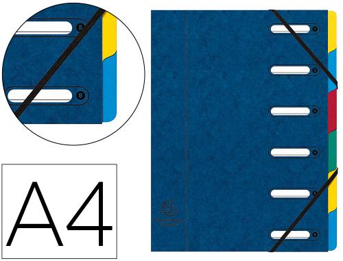 Trieur 6 compartiments Exacompta Harmonika carte lustrée 24x32cm avec élastiques dos extensible couleur bleu
