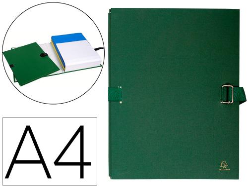 Chemise exacompta rabat en pied carton recouvert a4 dos extensible coloris vert foncé