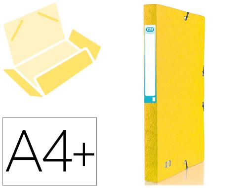Boite de classement Elba Eurofolio+ carte grainée A4+ dos 25mm 3 rabats à élastique coloris jaune