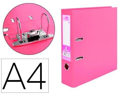 Classeur levier liderpapel a4 carton rembordé 1,9mm dos 75mm rado métallique coloris rose