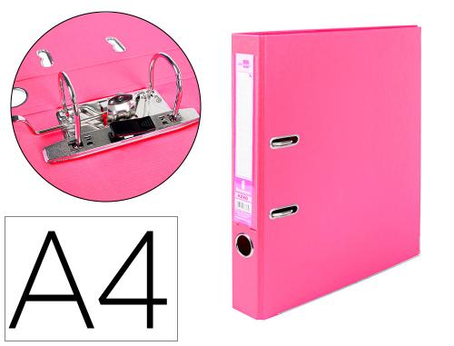Classeur levier liderpapel a4 carton rembordé 1,9mm dos 52mm rado métallique coloris rose
