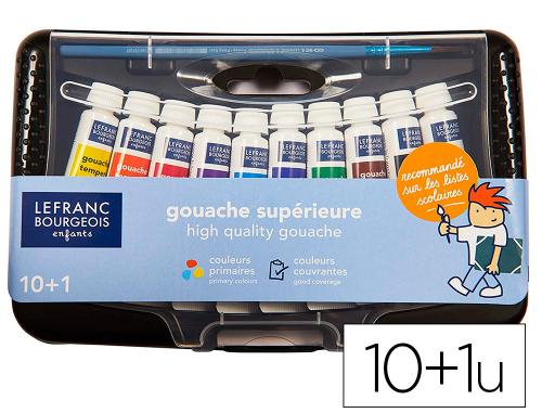 Papeterie Scolaire : Gouache lefranc bourgeois college coloris assortis - box de 10 tubes x 10ml + 1 pinceau