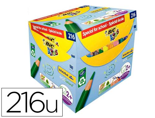 Papeterie Scolaire : Crayon couleur bic kids evolution triangulaire resine de synthese ultra-resistant maxi classpack 216