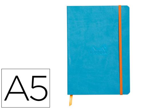 Papeterie Scolaire : Carnet souple Rhodiarama turquoise 148x210 / A5, 160p/80 feuilles ivoire 90 g/m², ligné