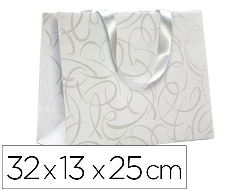 Papeterie Scolaire : Clairefontaine 223760C - Sac papier cadeau shopping Premium Blanc 32x13x24,5 cm, Fleurs