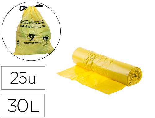 Papeterie Scolaire : Sac plastique jaune 30 litres 25 microns rouleau de 25