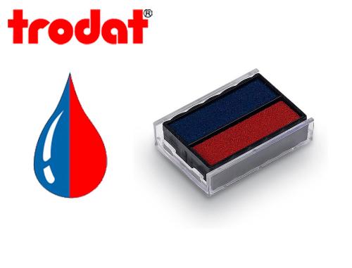 Papeterie Scolaire : Cassette encrage bicolore trodat 6/4850/2 pour tampon encreur 4850 l1 coloris bleu/rouge