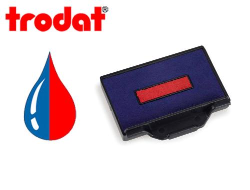 Papeterie Scolaire : Cassette encrage bicolore trodat 6/53/2 pour tampon encreur metal line et printy taille 49x28mm coloris bleu/rouge