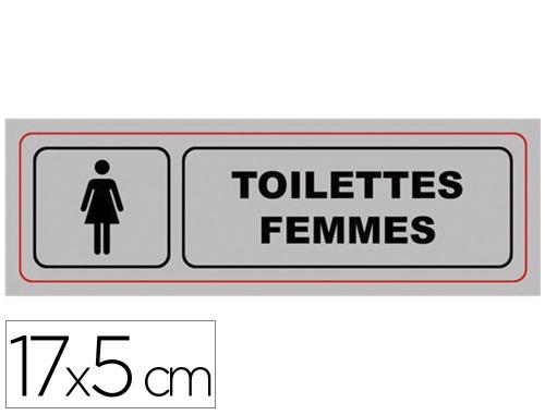 Papeterie Scolaire : Plaque signalisation viso alumimiun auto-adhesive toilettes femmes 17x5cm