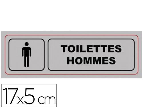 Papeterie Scolaire : Plaque signalisation viso aluminium auto-adhesive toilettes hommes 17x5cm