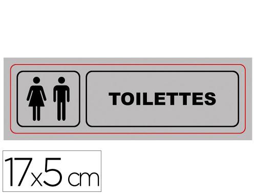 Papeterie Scolaire : Plaque signalisation viso aluminium auto-adhesive toilettes 17x5cm