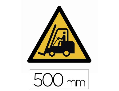 Papeterie Scolaire : Sticker sol viso attention chariots elevateurs pictogramme adhesif antiderapant cote 500mm conforme norme iso 7010