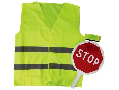 Papeterie Scolaire : Kit de sécurité stop école signaletique biz 2 panneaux aluminium 1 stop 1 fond vert 1 gilet de securite jaune