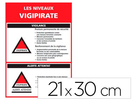 Papeterie Scolaire : Panneau de signalisation vigipirate pvc signaletique biz niveaux d'alertes 21x30cm