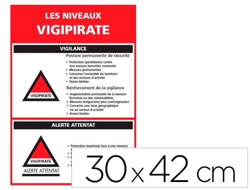 Papeterie Scolaire : Panneau de signalisation vigipirate pvc signaletique biz niveaux d'alertes 30x42cm