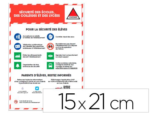 Papeterie Scolaire : Panneau de signalisation vigipirate pvc signaletique biz sécurité des écoles collèges et lycées 15x21cm