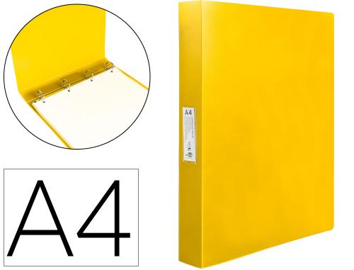 Classeur liderpapel 4 anneaux 25mm a4 260x315mm polypropylene dos 40mm porte-cartes visite coloris jaune fluo