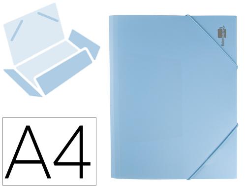 Chemise liderpapel polypropylene dos flexible a4 210x297mm 4/10e 3 rabats 100f elastique bleu ciel opaque