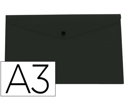 Pochette enveloppe liderpapel polypropylene 180 microns a3 420x297mm 50f fermeture bouton resistant noir opaque