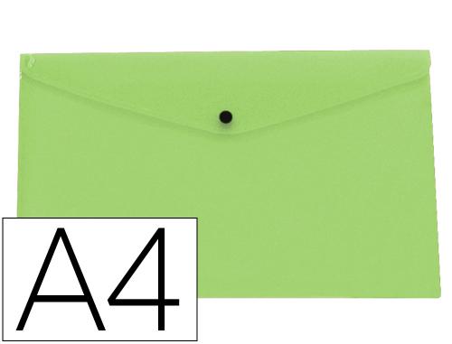 Pochette enveloppe liderpapel polypropylene 180 microns a4 297x210mm 50f fermeture bouton vert pomme opaque