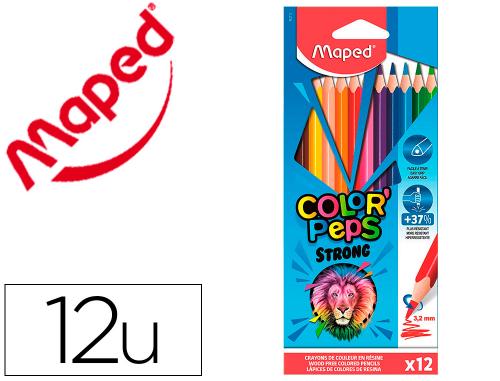 Papeterie Scolaire : Crayon de couleur maped color pep's design Strong pointe résistante pochette de 12 crayons