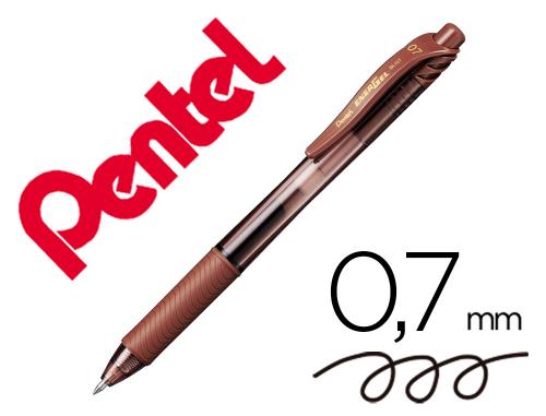 Pentel Energel BL107-EX - Roller Rétractable - Pointe Moyenne 0.7mm - Marron