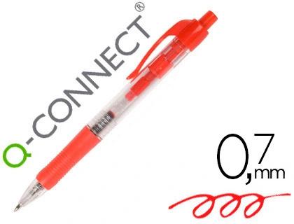 Q-Connect Grip RT - Stylo à Bille Rétractable - Pointe moyenne 1mm - Rouge