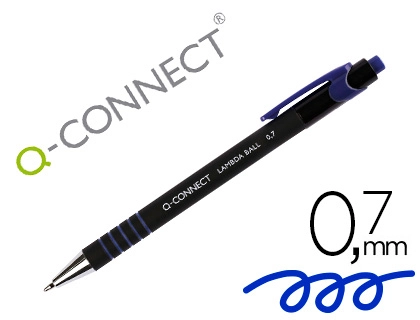 Q-Connect Lambda - Stylo à Bille Rétractable - Pointe Moyenne 1mm - Bleu
