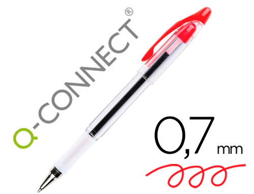 Q-Connect Grip - Stylo à Bille - Pointe Moyenne 0.7mm - Rouge