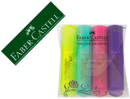 Faber-Castell Textliner 1546 - Surligneur - Pointe Biseautée - Etui de 4 - Coloris Pastel