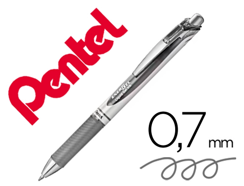 Pentel Energel BL77-NX - Roller Rétractable - Pointe Moyenne 0.7mm - Gris