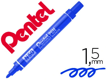 Pentel PEN N50 - Marqueur Indélébile - Pointe Ogive - Bleu