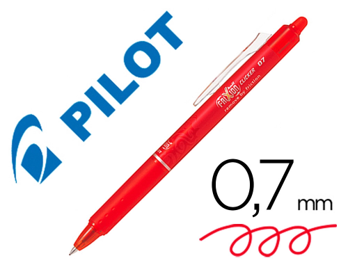 Pilot Frixion Ball Clicker - Roller Effaçable - Pointe Moyenne 0,7 mm - Rouge